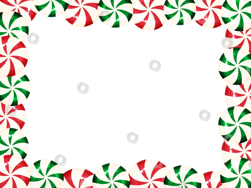 Скачать Прямоугольная рамка с рисунком рождественских леденцов в виде водоворота фотосток Ozero