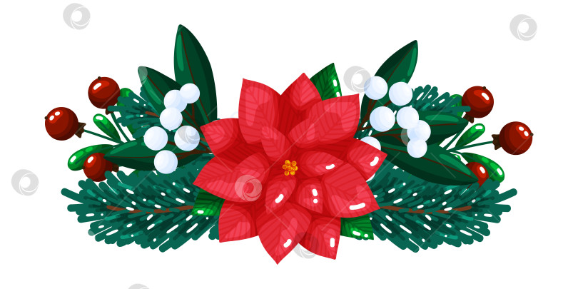 Скачать Декоративная композиция из Рождественской гирлянды из пуансеттии фотосток Ozero