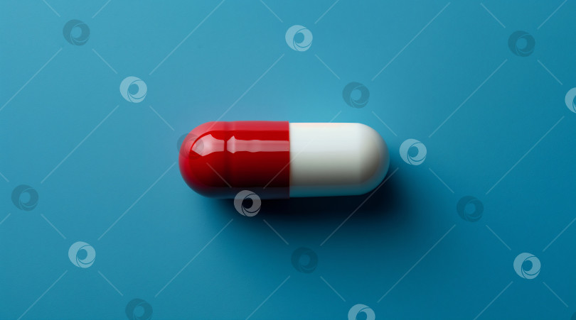 Скачать Одна капсула бело-красная на синем фоне. фотосток Ozero