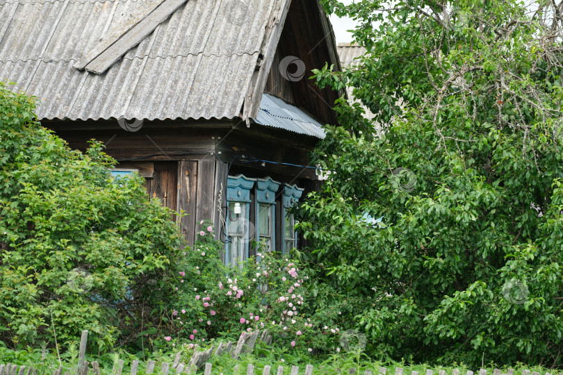 Скачать старый деревянный деревенский дом в летний день фотосток Ozero