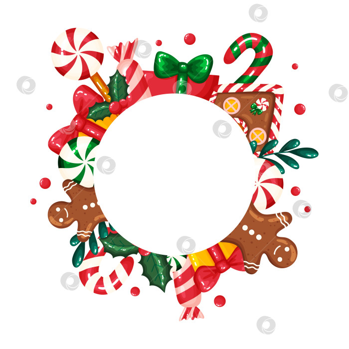 Скачать Круглая рамка для рождественских сладостей и угощений фотосток Ozero