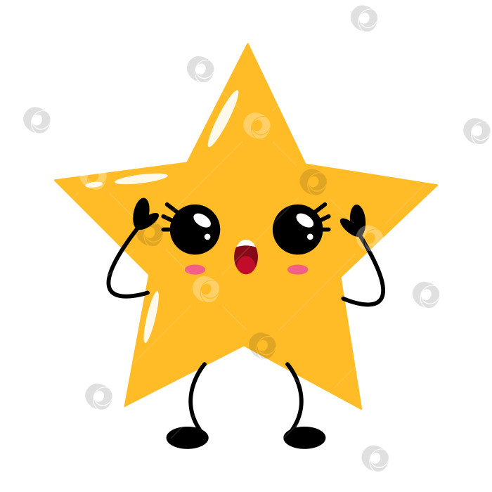 Скачать Счастливый милый Кавайный персонаж с Желтой звездой фотосток Ozero