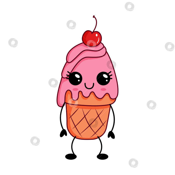 Скачать Милый Кавайный персонаж в рожке мороженого фотосток Ozero