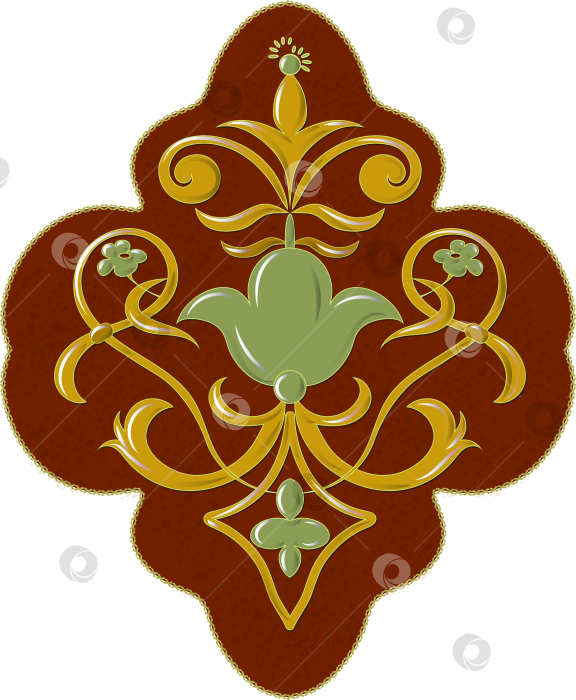 Скачать Красивый узор с этническими элементами, напоминающий древнерусскую роспись, для печати на одежде, наклейках, текстиле, веб-сайтах, презентациях. фотосток Ozero