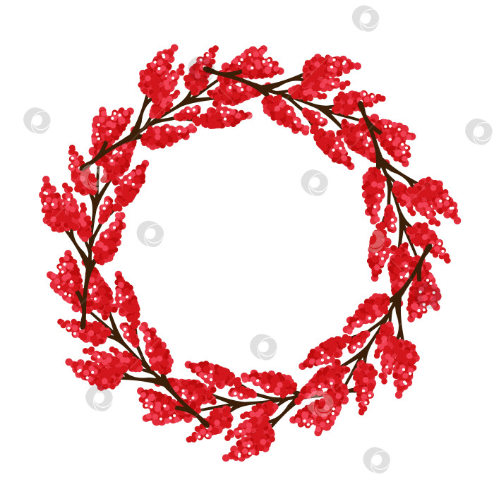 Скачать Праздничный дизайн бордюра из красных ягодных венков фотосток Ozero