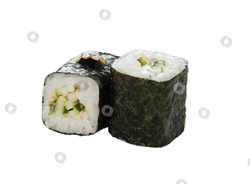 Скачать Рулет на белом фоне. Популярное японское или корейское блюдо фотосток Ozero