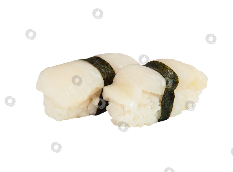 Скачать Свежие суши - традиционная японская еда на белом фоне фотосток Ozero