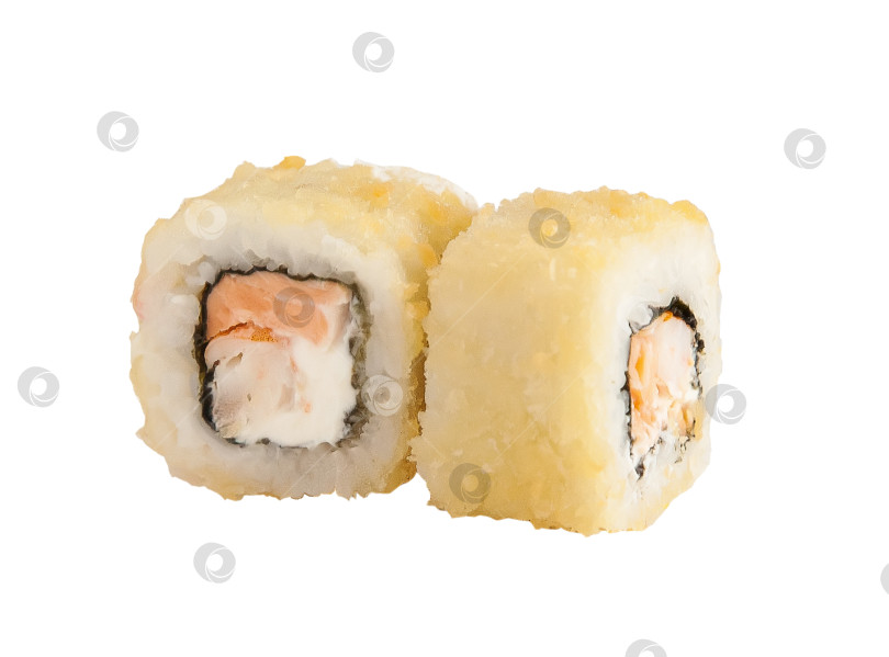 Скачать Рулет на белом фоне. Популярное японское или корейское блюдо фотосток Ozero