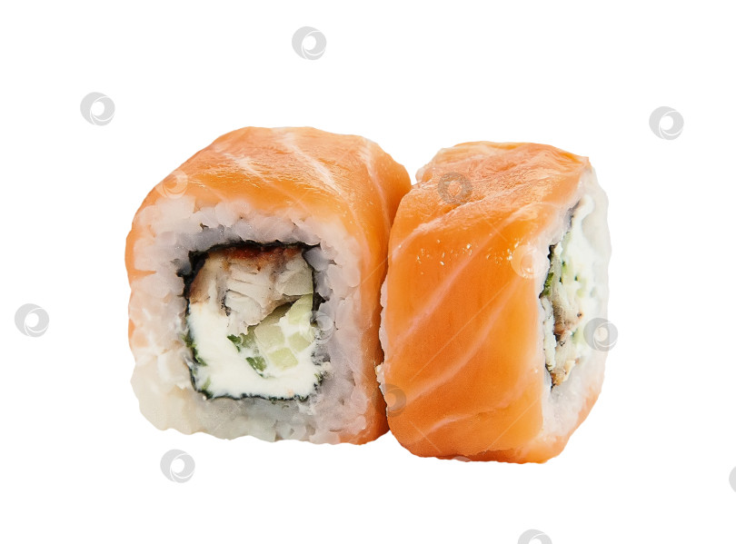 Скачать Свежие суши - традиционная японская еда на белом фоне фотосток Ozero
