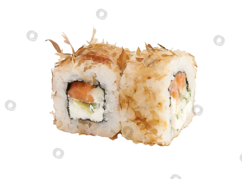 Скачать Рулет на белом фоне. Популярное японское или корейское блюдо фотосток Ozero