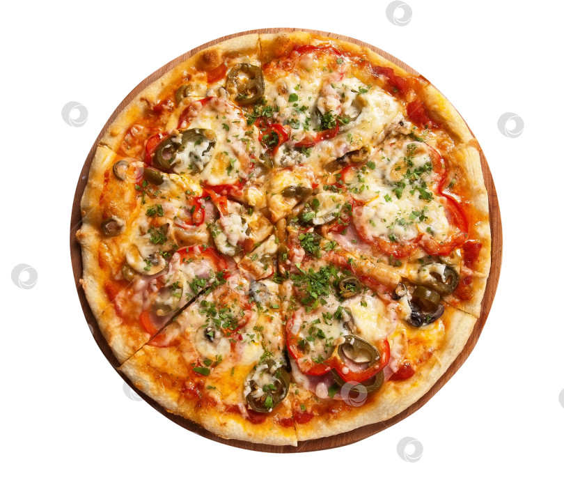 Скачать Пицца с острым перцем, выделенная на белом фоне фотосток Ozero