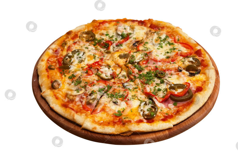 Скачать Пицца с острым перцем, выделенная на белом фоне фотосток Ozero