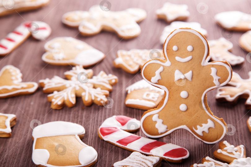 Скачать Рождественские пряники. Рождественский и новогодний фон фотосток Ozero