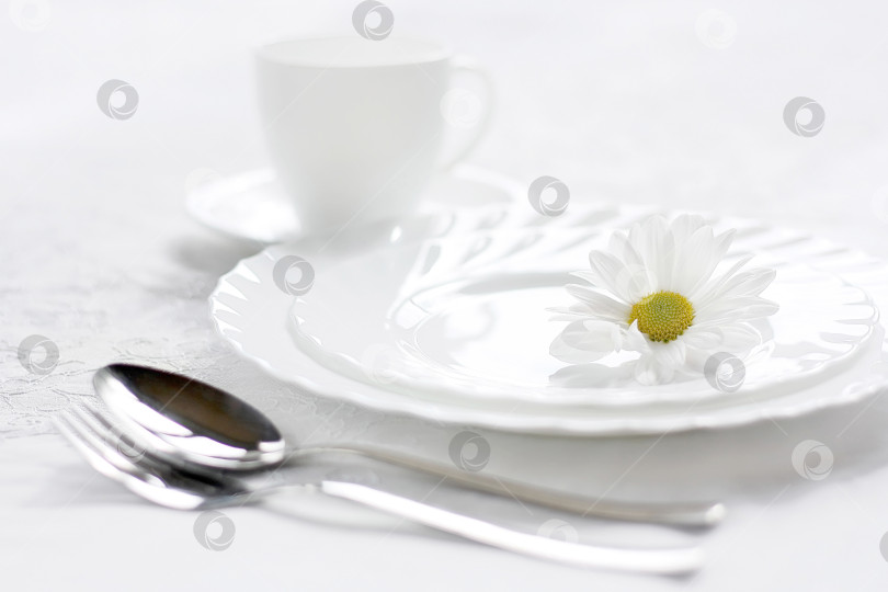 Скачать Белая чашка для чая. Чистая посуда - символ чистоты фотосток Ozero