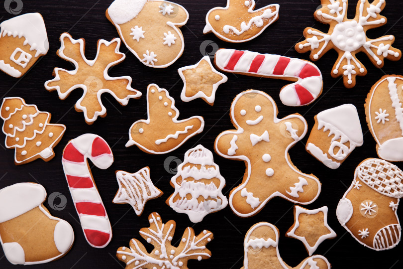 Скачать Рождественские пряники. Рождественский и новогодний фон фотосток Ozero