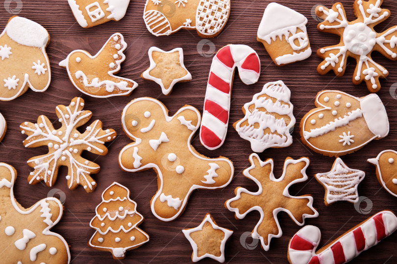 Скачать Рождественские пряники. Рождественский и новогодний фон фотосток Ozero