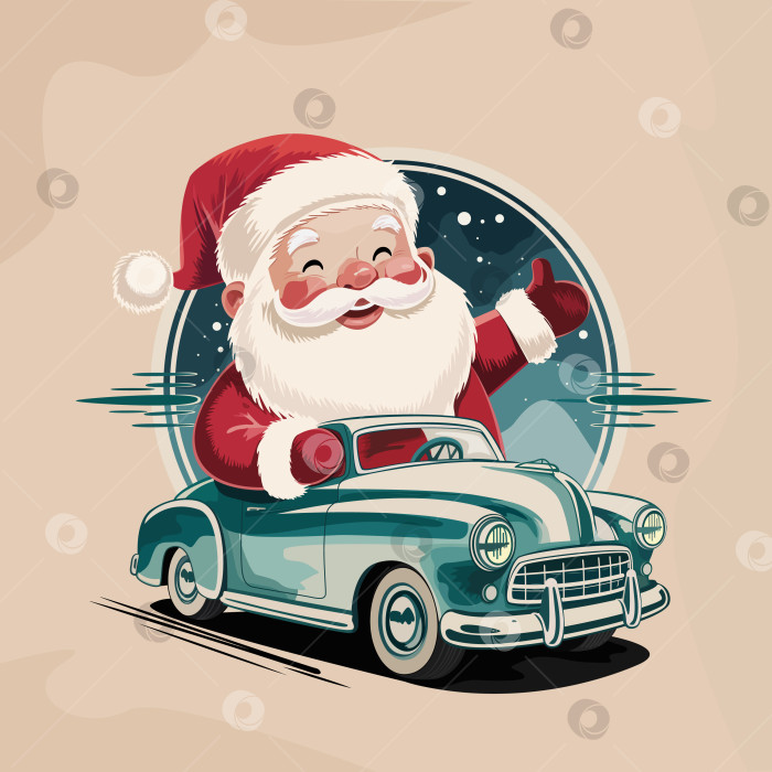 Скачать Новогодняя ретро-открытка с Дедом Морозом. фотосток Ozero