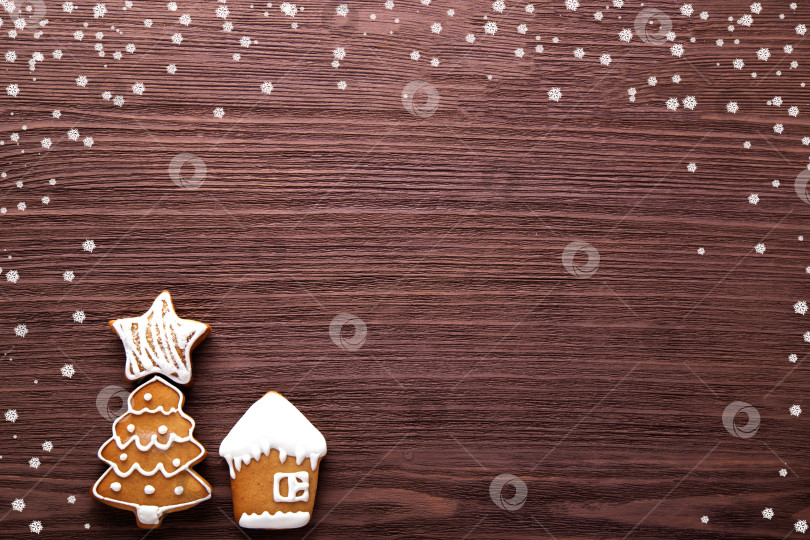 Скачать Рождественские пряники. Рождественский и новогодний фон фотосток Ozero