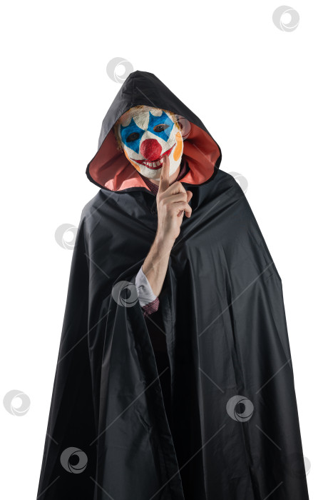 Скачать Клоун на изолированном белом фоне.  Концепция тишины. фотосток Ozero