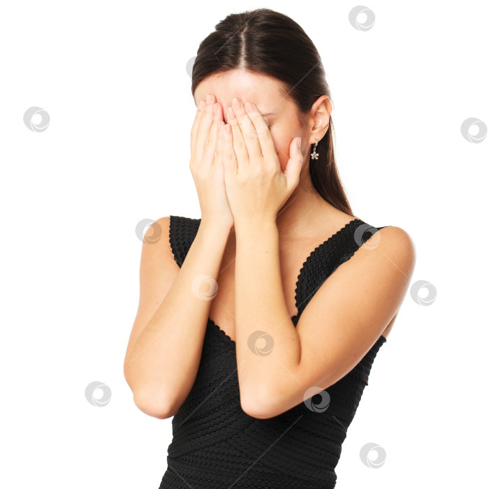 Скачать Сделайте знак рукой. Молодая женщина плачет фотосток Ozero