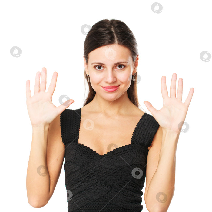 Скачать Считаю по пальцам - десять. Портрет красивой брюнетки-модели фотосток Ozero