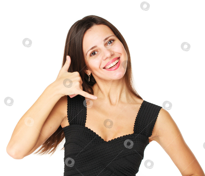 Скачать Молодая женщина делает приглашающий жест фотосток Ozero