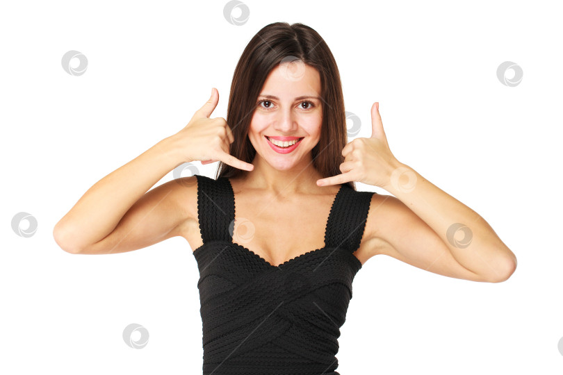 Скачать Молодая женщина делает приглашающий жест фотосток Ozero
