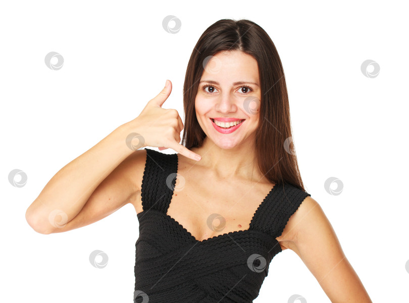 Скачать Молодая женщина делает приглашающий жест фотосток Ozero