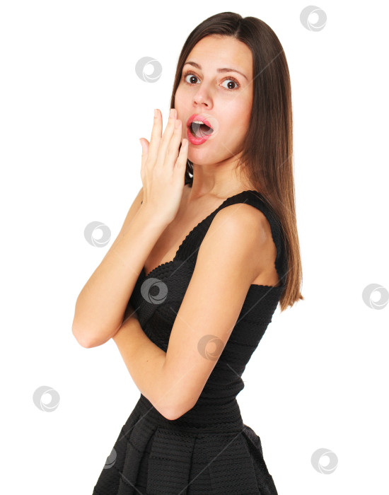 Скачать Удивленная счастливая молодая женщина фотосток Ozero