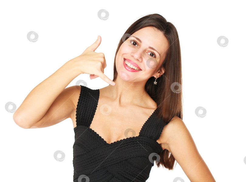 Скачать Молодая женщина делает приглашающий жест фотосток Ozero