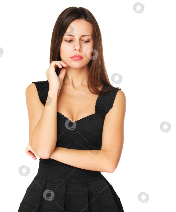Скачать Задумчивая молодая брюнетка фотосток Ozero