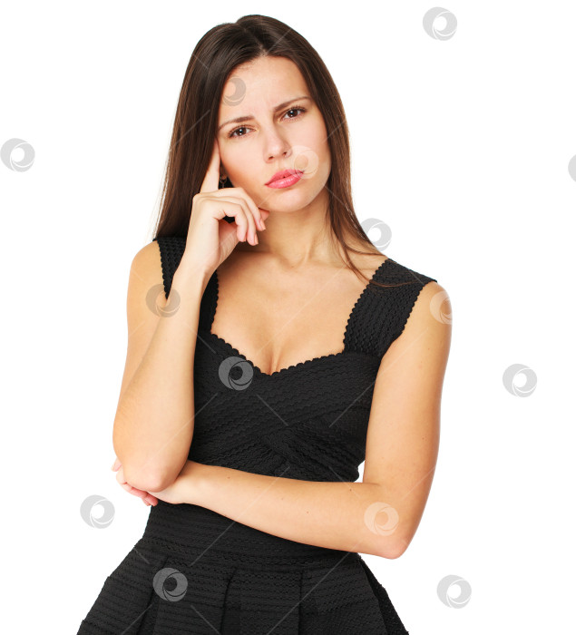 Скачать Задумчивая молодая брюнетка фотосток Ozero