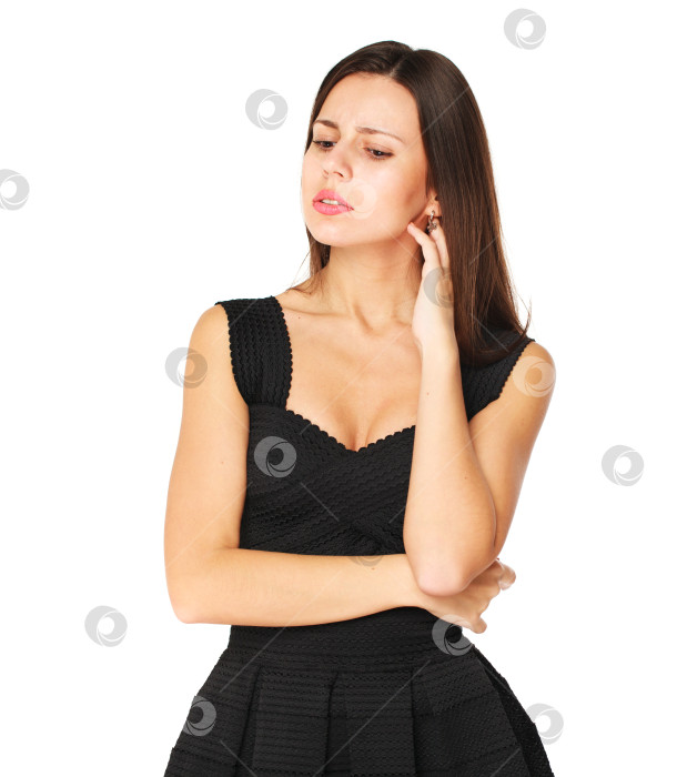 Скачать Задумчивая молодая брюнетка фотосток Ozero