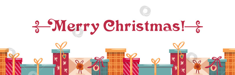 Скачать Бесшовный дизайн рамки для праздничной рождественской сцены с нежными подарками, идеально подходящий для векторных иллюстраций и четких макетов страниц. фотосток Ozero