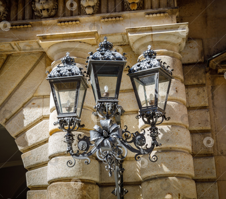 Скачать Роскошный винтажный уличный фонарь из черного металла фотосток Ozero