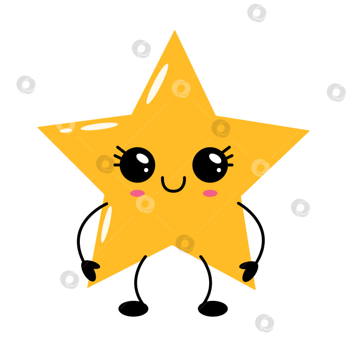 Скачать Милый кавайный звездный персонаж с большими глазами и счастливой улыбкой фотосток Ozero