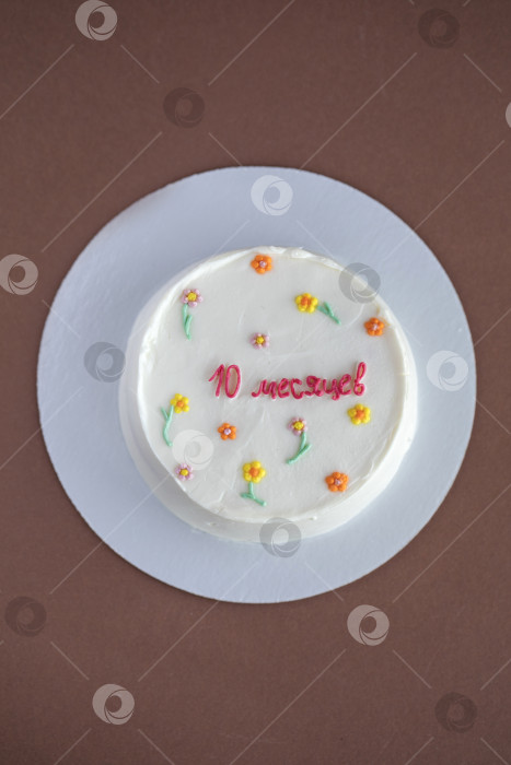 Скачать Домашний детский торт - Надпись на русском языке - 10 месяцев фотосток Ozero