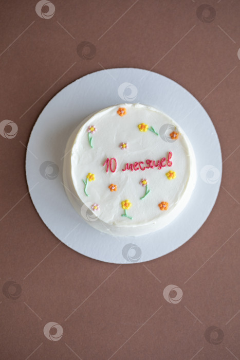 Скачать Домашний детский торт - Надпись на русском языке - 10 месяцев фотосток Ozero