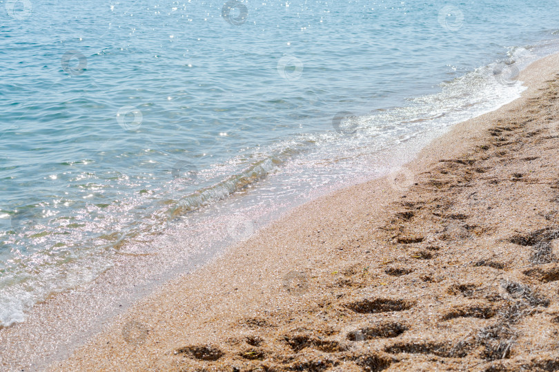 Скачать Пляж покрыт песком, а вода спокойная фотосток Ozero