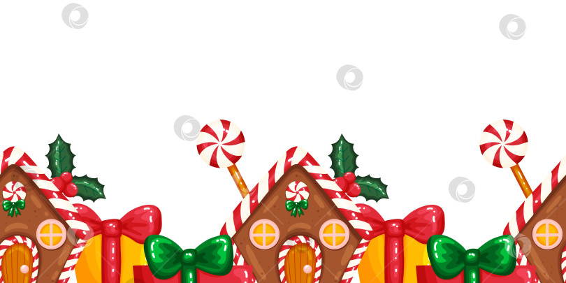 Скачать Бесшовный бордюр для пряничных домиков и подарков фотосток Ozero