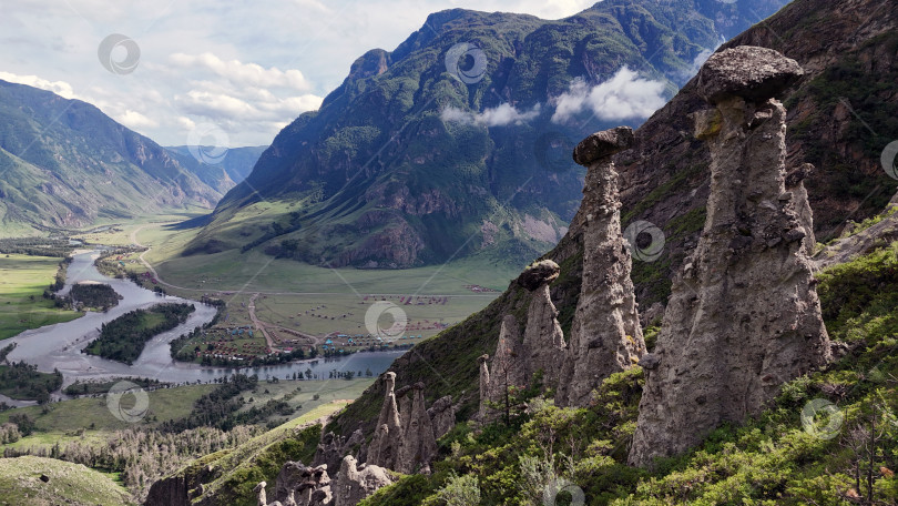 Скачать Каменные грибы в ущелье Карасу, Алтай фотосток Ozero