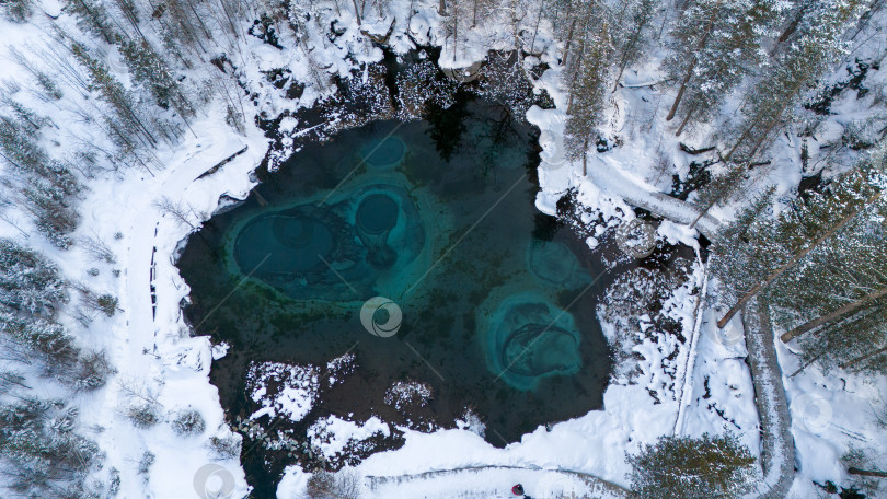 Скачать Гейзерное озеро аэрофотосъёмка фотосток Ozero