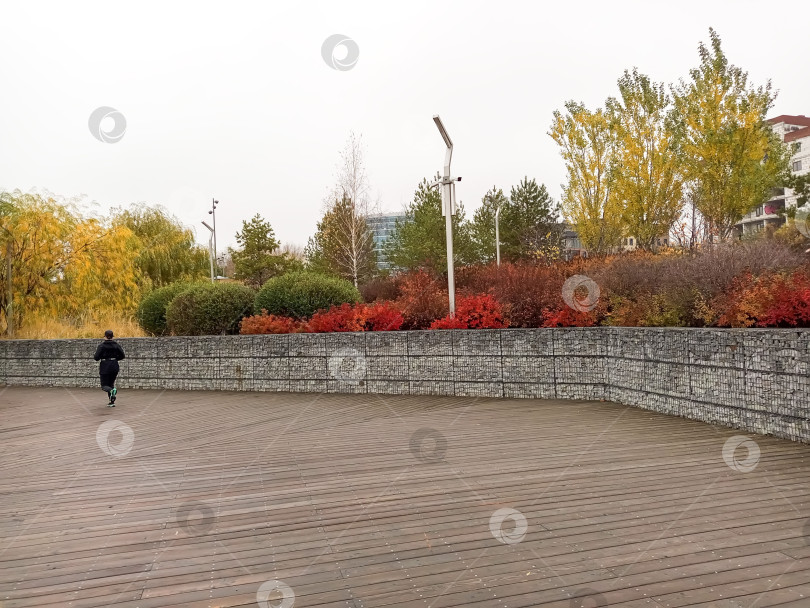 Скачать Казань, Татарстан, Россия – октябрь 2025: пробежка по набережной озера Кабан фотосток Ozero