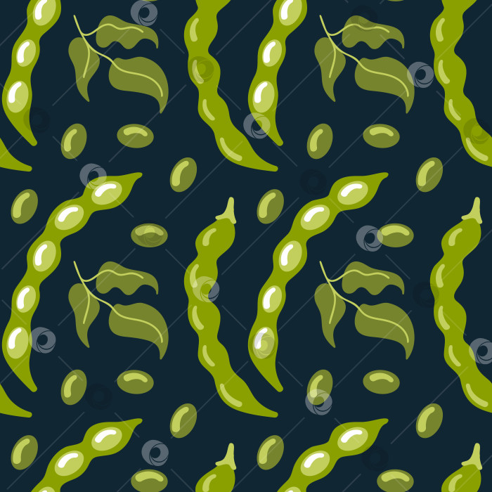 Скачать Бесшовный узор из свежей зеленой фасоли плавных удлиненных форм и ярко-зеленых оттенков создает ощущение свежести сада. фотосток Ozero