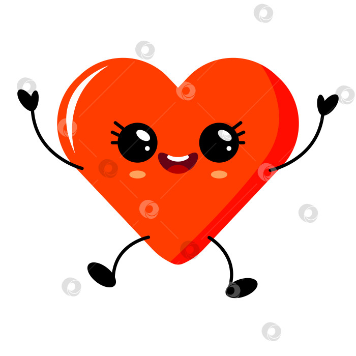 Скачать Счастливый персонаж с кавайным сердечком, прыгающий от радости фотосток Ozero