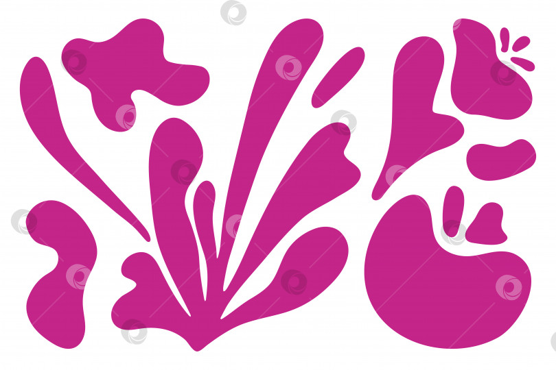 Скачать Абстрактные цветочные формы водорослей Матисса в модном современном органическом стиле. композиция каракулями нарисовала эстетичный цветок и лист. Ботаническая векторная иллюстрация в розовом цвете на белом фоне. фотосток Ozero