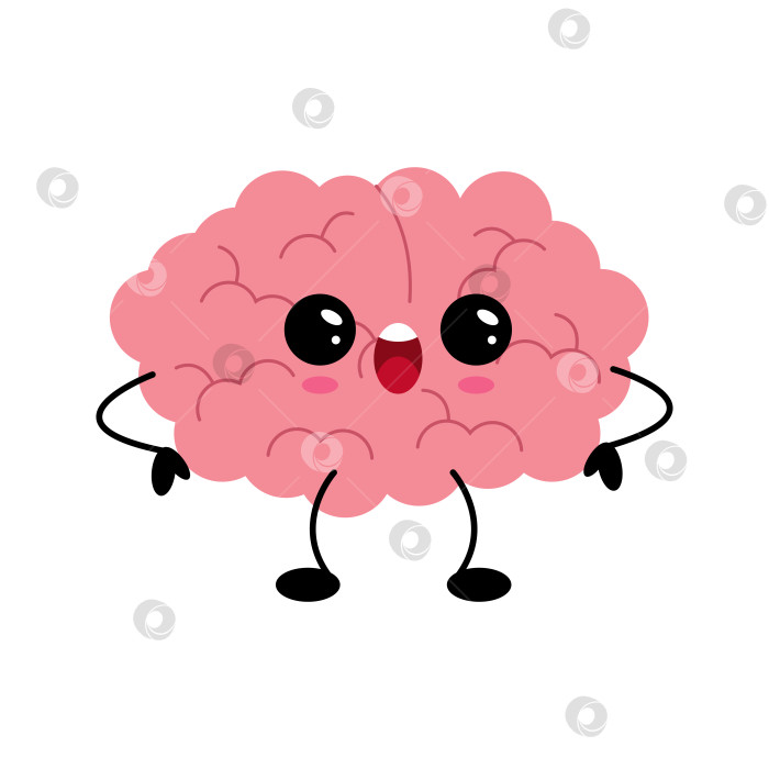 Скачать Милый розовый кавайный персонаж brain счастливо улыбается фотосток Ozero