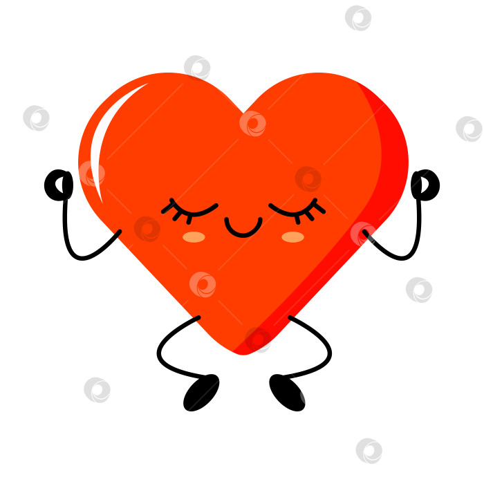 Скачать Милый кавайный персонаж в виде сердца мирно медитирует фотосток Ozero