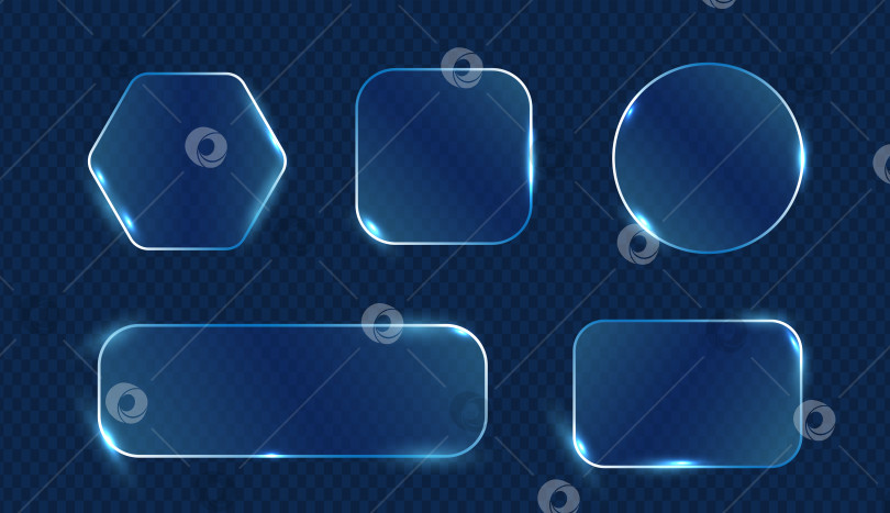 Скачать Коллекция прозрачных форм glassmorphism с неоновым светом фотосток Ozero