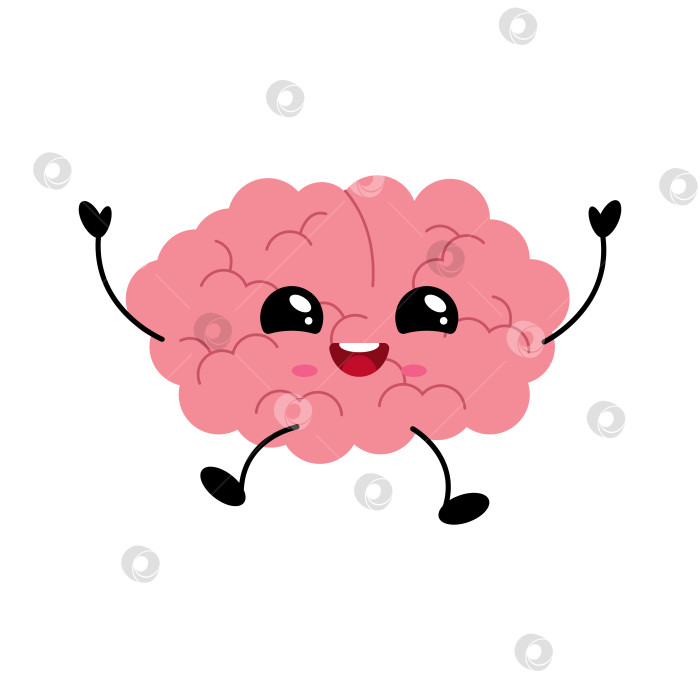 Скачать Милый розовый кавайный персонаж brain прыгает от радости фотосток Ozero